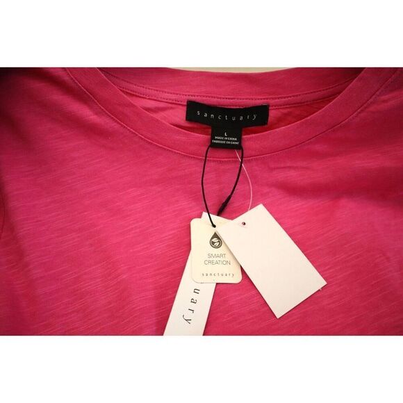 Sanctuary CT3342XK6 Women's Sz Large Tart Pink Side Drawstring Crew Neck T-Shirt - Picture 3 of 7